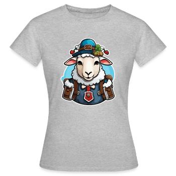 Lederhosen / Animal / Costume traditionnel / Tradition / Mouton - T-shirt Femme - gris chiné - Devant - AI Model Female 172 dark (172cm)