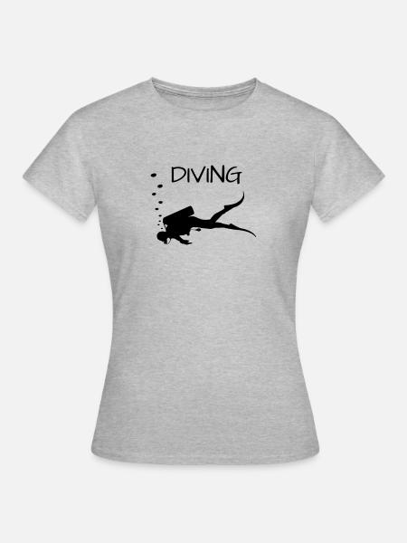 Diving Taucher mit Luftblasen - Frauen T-Shirt - Grau meliert
