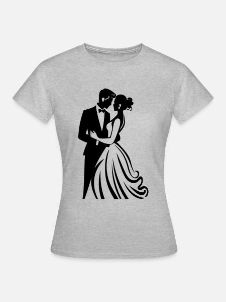 Braut Bräutigam Brautpaar Hochzeit - Frauen T-Shirt - Grau meliert
