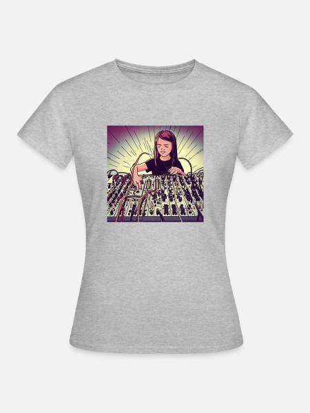 Synthesizer-Mädchen - Frauen T-Shirt - Grau meliert