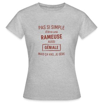 Rameuse GÉNIALE rouge brunâtre foncé - T-shirt Femme - gris chiné - Devant - AI Model Female 172 dark (172cm)