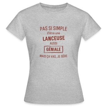 Lanceuse GÉNIALE rouge brunâtre foncé - T-shirt Femme - gris chiné - Devant - AI Model Female 172 dark (172cm)