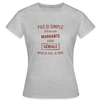 Marrante GÉNIALE rouge brunâtre foncé - T-shirt Femme - gris chiné - Devant - AI Model Female 172 dark (172cm)