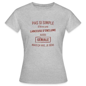Lanceuse d'enclume GÉNIALE rouge brunâtre foncé - T-shirt Femme - gris chiné - Devant - AI Model Female 172 dark (172cm)