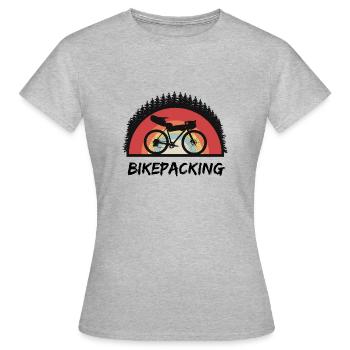 Bikepacking Aventure Gravelbike Voyage à vélo - T-shirt Femme - gris chiné - Devant - AI Model Female 172 dark (172cm)