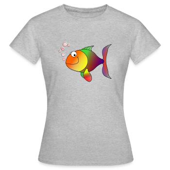 poisson - T-shirt Femme - gris chiné - Devant - AI Model Female 172 dark (172cm)