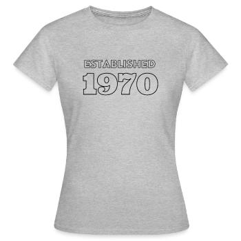 Established 1970 - Feier dein Geburtsjahr - Frauen T-Shirt - Grau meliert - Vorne - AI Model Female 172 dark (172cm)