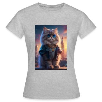 Rapper Cat - Frauen T-Shirt - Grau meliert - Vorne - AI Model Female 172 dark (172cm)