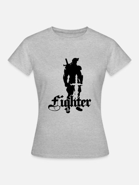 RPG Fighter Silhouette - Frauen T-Shirt - Grau meliert