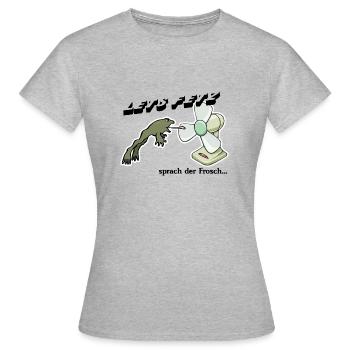 "Letz fetz" sprach der Frosch... - Frauen T-Shirt - Grau meliert - Vorne - AI Model Female 172 dark (172cm)