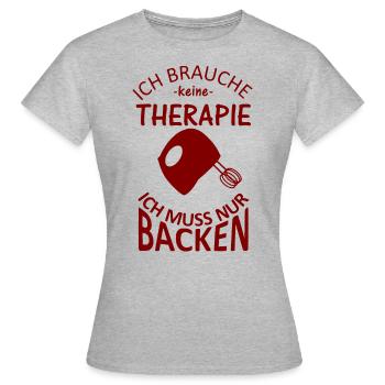 Backen T-Shirt | Kochen Kuchen Plätzchen T-Shirt - Frauen T-Shirt - Grau meliert - Vorne - AI Model Female 172 dark (172cm)