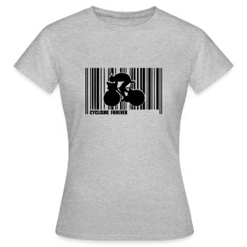 code barre cyclisme - T-shirt Femme - gris chiné - Devant - AI Model Female 172 dark (172cm)