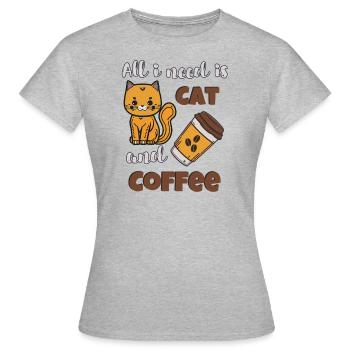 Brauche Katze und Kaffee - Frauen T-Shirt - Grau meliert - Vorne - AI Model Female 172 dark (172cm)