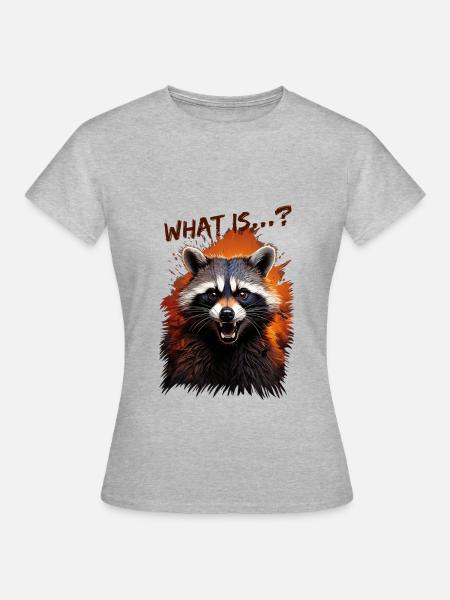Wütender Waschbär – "What is...?" - Frauen T-Shirt - Grau meliert