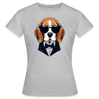 Beagle Das Modell - Frauen T-Shirt - Grau meliert - Vorne - AI Model Female 172 dark (172cm)