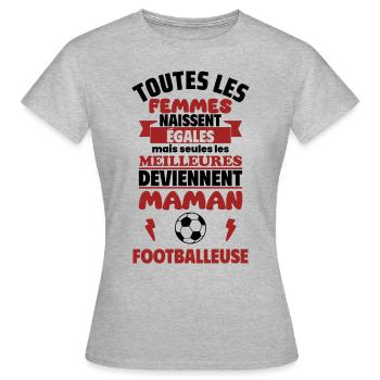 Cadeau Fête des Mères - Maman Footballeuse - T-shirt Femme - gris chiné - Devant - AI Model Female 172 dark (172cm)