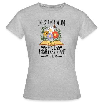 Library Aide Funny Library Assistant - Women's T-Shirt - heather grey - Front - AI Model Female 172 dark (172cm)