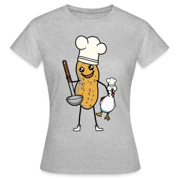 Erdnuss Huhn Suppenkelle Koch Küche Kochkunst - Frauen T-Shirt - Grau meliert - Vorne - AI Model Female 172 dark (172cm)