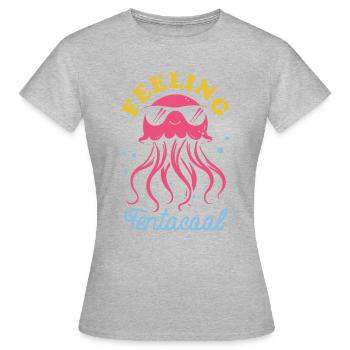 Feeling Tentacool - Méduse avec des tentacules - T-shirt Femme - gris chiné - Devant - AI Model Female 172 dark (172cm)