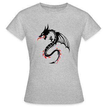 Drachen Tribal Tattoo Form 2204 uw - Frauen T-Shirt - Grau meliert - Vorne - AI Model Female 172 dark (172cm)
