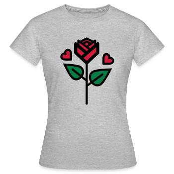 Valentine's Rose avec coeur - T-shirt Femme - gris chiné - Devant - AI Model Female 172 dark (172cm)