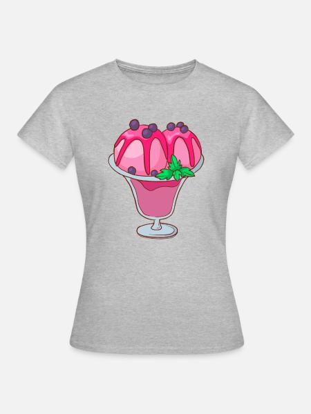 Eis Speiseeis Eiskrem Eiscreme Kugeleis Eisbecher - Frauen T-Shirt - Grau meliert