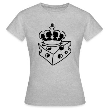 koenig krone koenigin prinzessin kaese loecher gau - Frauen T-Shirt - Grau meliert - Vorne - AI Model Female 172 dark (172cm)