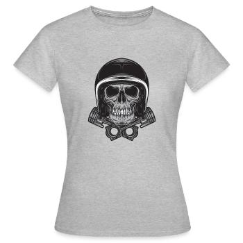 Squelette de casque de moto! Idée cadeau moto - T-shirt Femme - gris chiné - Devant - AI Model Female 172 dark (172cm)