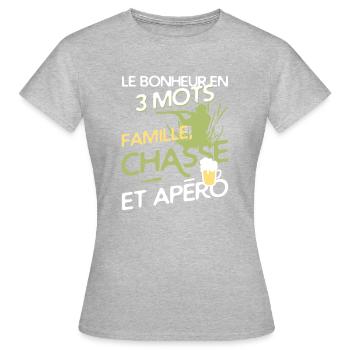 Hunting - happiness - Women's T-Shirt - heather grey - Front - AI Model Female 172 dark (172cm)