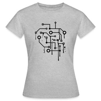 tropfen graffiti spray schaltkreis draht daten mic - Frauen T-Shirt - Grau meliert - Vorne - AI Model Female 172 dark (172cm)