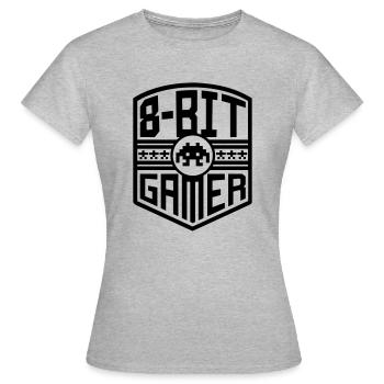 8-Bit Gamer (crest) - Women's T-Shirt - heather grey - Front - AI Model Female 172 dark (172cm)