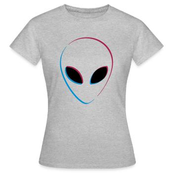 3D Effekt Alien - Frauen T-Shirt - Grau meliert - Vorne - AI Model Female 172 dark (172cm)