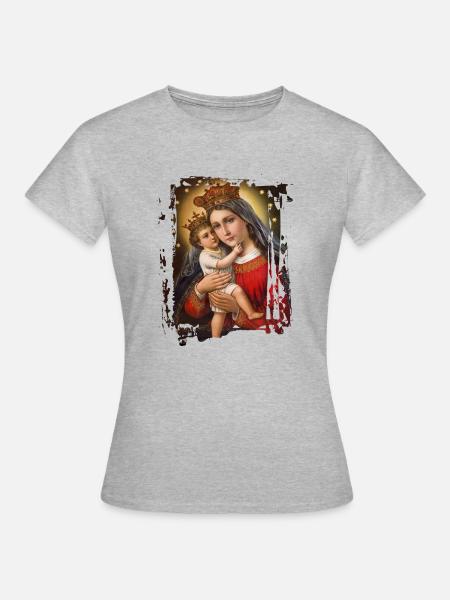 Holly Mary Maria Madonna Mariana Dziewica Maryja - Koszulka damska - szary melanż