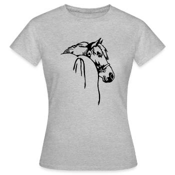 Westernpferd mit Halfter - Frauen T-Shirt - Grau meliert - Vorne - AI Model Female 172 dark (172cm)