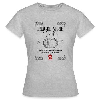 Pied de Vigne - T-shirt Femme - gris chiné - Devant - AI Model Female 172 dark (172cm)