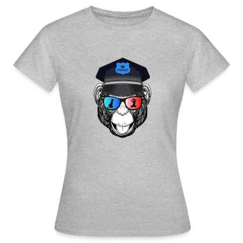Monkey Police Blau- und Rotlicht JGA, PARTY, FEIER - Frauen T-Shirt - Grau meliert - Vorne - AI Model Female 172 dark (172cm)
