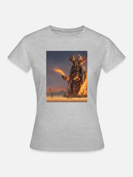 Brennender Mann - Frauen T-Shirt - Grau meliert