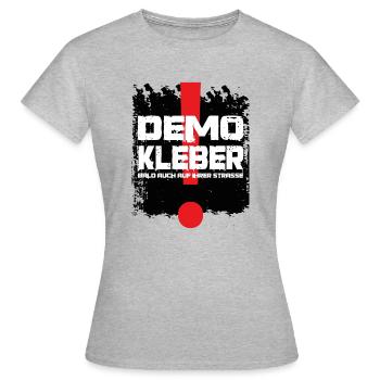 DEMO KLEBER. Bald auch auf Ihrer Strasse. Klima - Frauen T-Shirt - Grau meliert - Vorne - AI Model Female 172 dark (172cm)