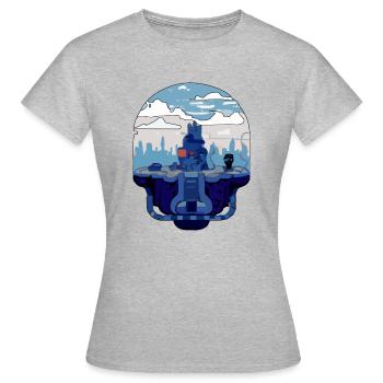 Paysage futuriste - T-shirt Femme - gris chiné - Devant - AI Model Female 172 dark (172cm)
