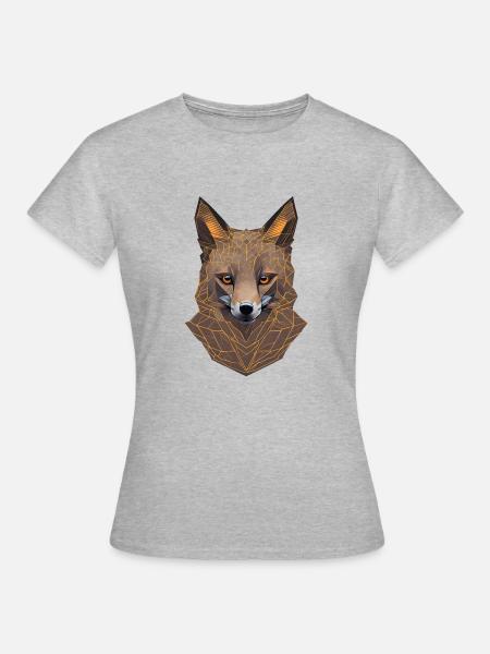 Geometrischer Fuchskopf - Frauen T-Shirt - Grau meliert
