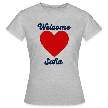 Sofia willkommen - Frauen T-Shirt - Grau meliert - Vorne - AI Model Female 172 dark (172cm)