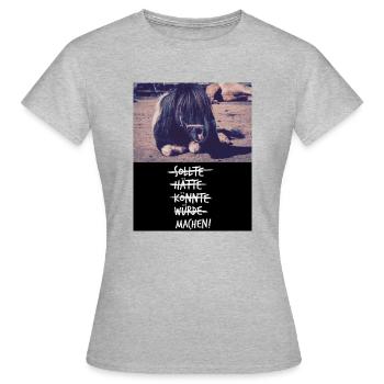 Donner Motto-Shirt - Frauen T-Shirt - Grau meliert - Vorne - AI Model Female 172 dark (172cm)
