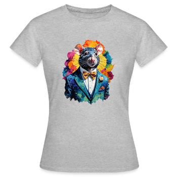 Rat en costume - T-shirt Femme - gris chiné - Devant - AI Model Female 172 dark (172cm)