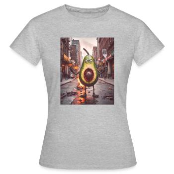 Gemüse Untergang Apocalypse Monster Avocado - Frauen T-Shirt - Grau meliert - Vorne - AI Model Female 172 dark (172cm)