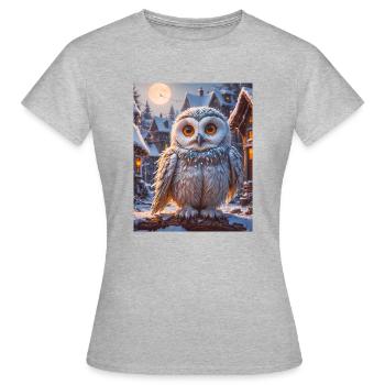 Oiseaux super mignons – Harfang des neiges - T-shirt Femme - gris chiné - Devant - AI Model Female 172 dark (172cm)