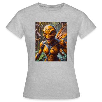 Mutant Monster halb Mensch halb Insekt Dark Horror - Frauen T-Shirt - Grau meliert - Vorne - AI Model Female 172 dark (172cm)