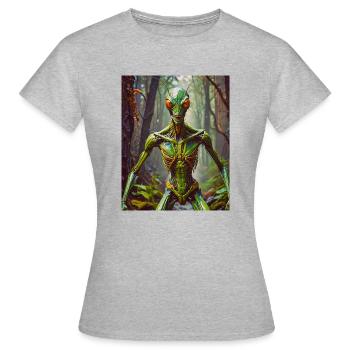 Mutant Monster halb Mensch halb Insekt Dark Horror - Frauen T-Shirt - Grau meliert - Vorne - AI Model Female 172 dark (172cm)