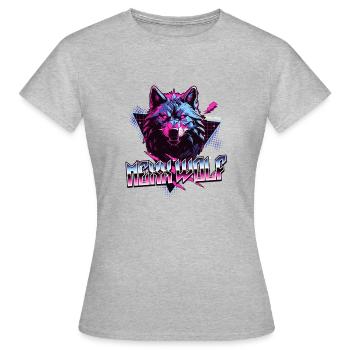 Mexx Wolf Retro Design - Frauen T-Shirt - Grau meliert - Vorne - AI Model Female 172 dark (172cm)