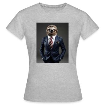 Business Man Faultier - Frauen T-Shirt - Grau meliert - Vorne - AI Model Female 172 dark (172cm)