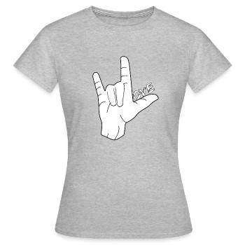 Langue des signes de l'amour Langue des signes ASL DGS Love - T-shirt Femme - gris chiné - Devant - AI Model Female 172 dark (172cm)
